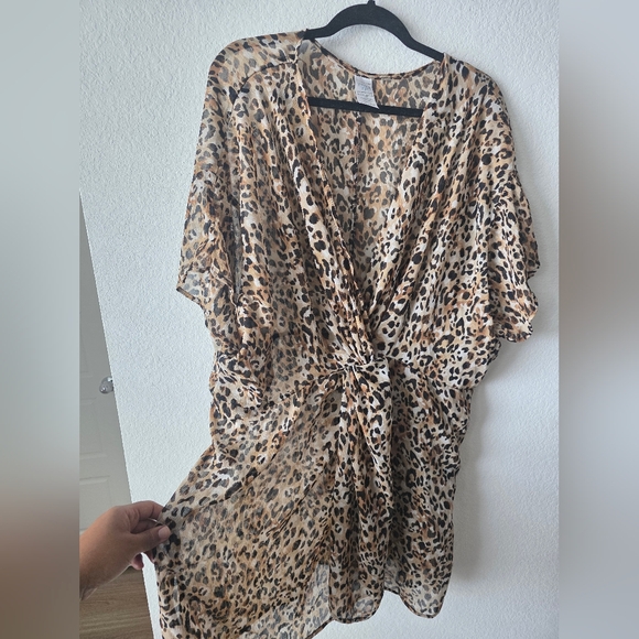 Time and Tru Animal Print Swim Coverup Dress - Picture 5 of 8